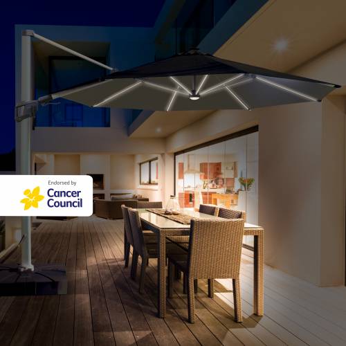 Brighton Solar LED Cantilever Umbrella - 3.5M Round