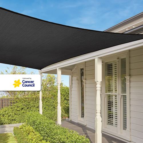 Coolaroo TRIANGLE COMMERCIAL SHADE SAIL 5m 95% UV Block Fade Resistant GRAPHITE