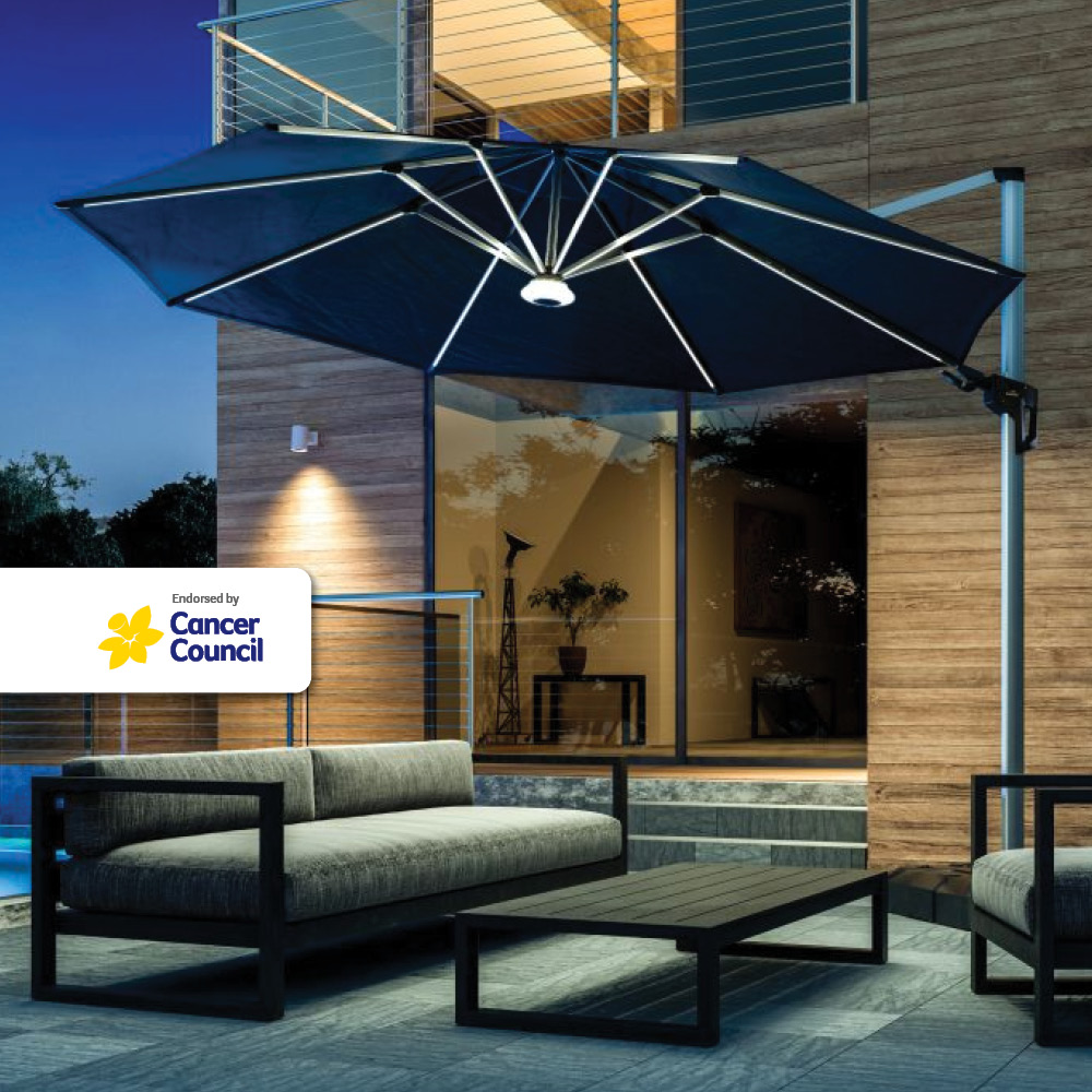 Brighton 3.5m Round Solar LED Cantilever Umbrella Coolaroo
